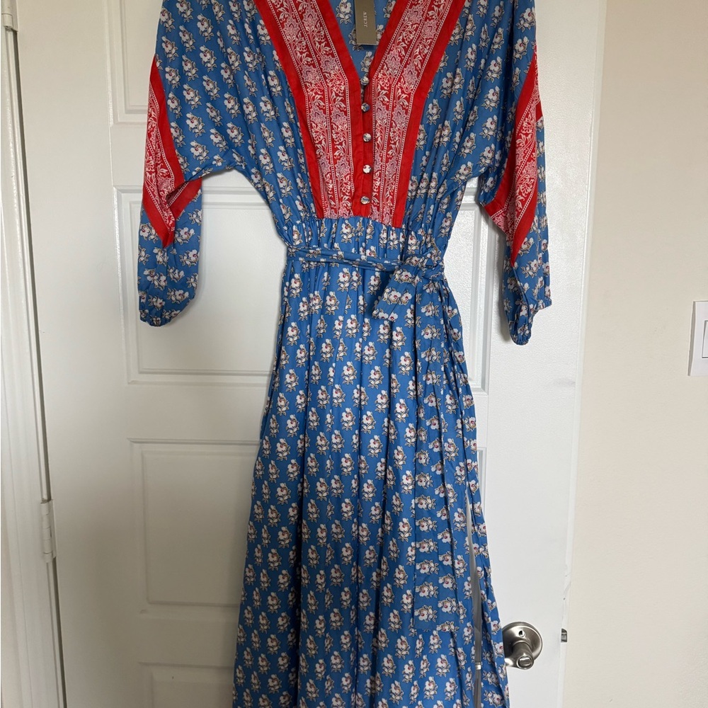 Blue and Red Floral Maxi Dress
